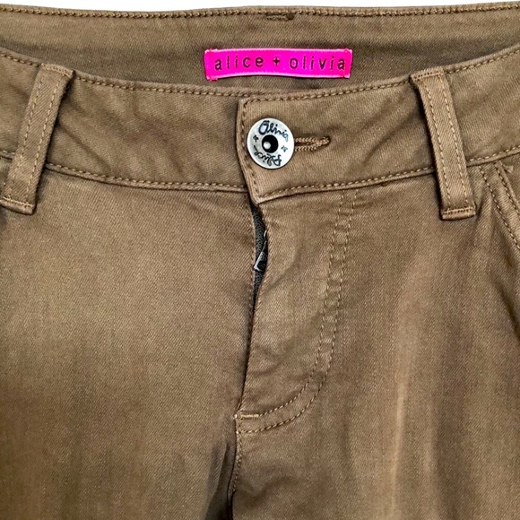 Alice + Olivia CARGO Skinny Dark Olive Brown Pockets Pants Sz 26 Small - Picture 6 of 7